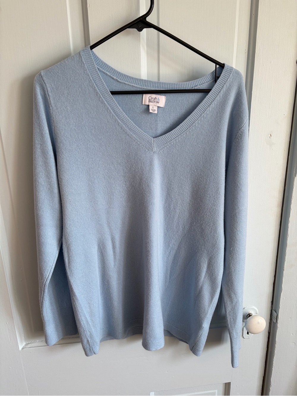 croft & barrow Pale Blue V-Neck Sweater
